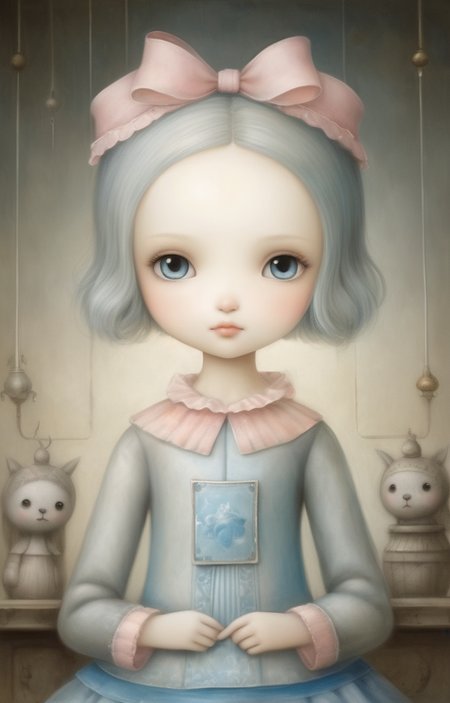 masterpiece,best quality,<lora:tbh340-sdxl:0.75>,illustration,style of Nicoletta Ceccoli, portrait of idolmaster cinderella girls,