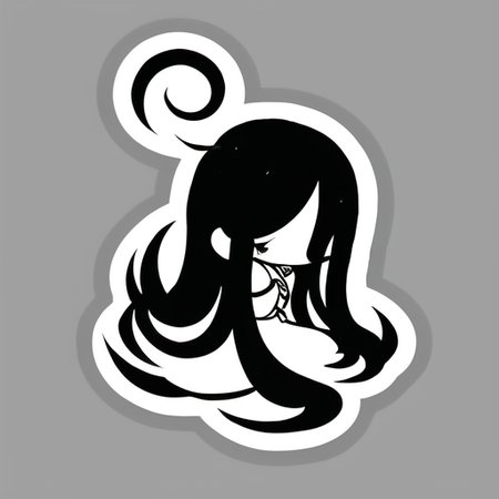 ((masterpiece)),(best quality), absurdres,sadako_yamamura,<lora:Sadakobest:0.8>, <lora:stickersAnimeStyle_v10:0.7>,((stickers)), retro ,(high quality), simple background,