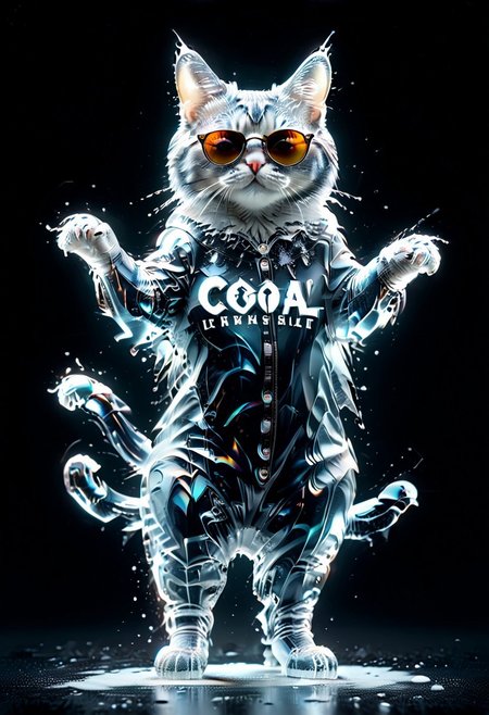 ((((("COOL" text logo made of ice)))) <lora:dvr-ftl:0.8>,
1c3_w1n73r, magicNpolished, shiny, polished, reflection, glowing, light
Anthro cat made of 1c3_w1n73r, wearing sunglasses, jacket, loose pants, baseball cap
Standing on hind legs.
