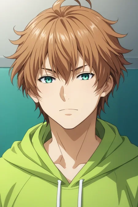 score_9, score_8_up, score_7_up, source_anime, rating_safe, intricate details, (realistic:0.6), , , 1boy, solo, male focus, <lora:satoshi_isshiki_pony:0.82>, satoshi_isshiki, brown hair, green eyes, ahoge, hair between eyes, , sweatshirt, tam, <lora:sdxl_lightning_8step_lora:1>