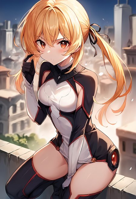 score_9, score_8_up, score_7_up, source_anime, masterpiece, 1girl, ctianlis4harte, ctianh4rte, unitard, black thigh boots, white elbow gloves, black gloves, outdoors, city, depth of field, looking at viewer,  <lora:Lisaharte_pony_CLOTHING_ct:0.6>,  <lora:Lisaharte_pony_character_ct:0.7>