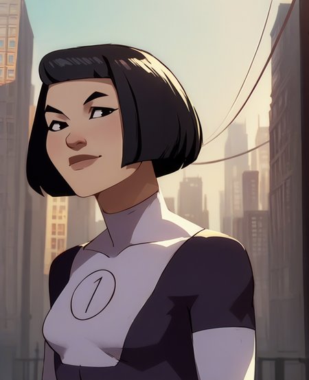 score_9,score_8_up,score_7_up,score_6_up,score_5_up,score_4_up,
dkatexl,black hair,bob cut,black eyes,
skin tight,bodysuit,looking at viewer,
upper body,light smile,
city, 
<lora:DKatexl:1>,