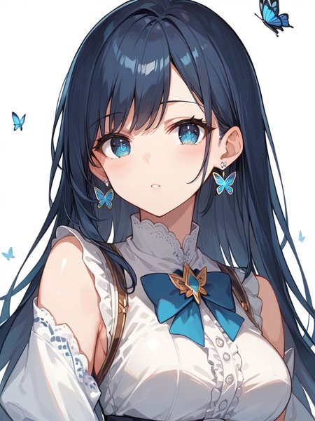 score_9, score_8_up, score_7_up,source_anime, high res image,masterpiece,best quality,girl,cute face,clear skin,shiny hair,ultra detailed eyes,simple background ,  <lora:butterfly ear piercing_pony_V1.0:1> butterfly ear piercing