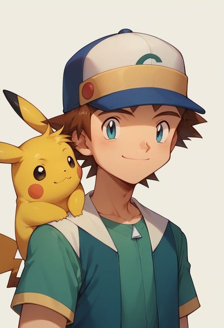 score_9, score_8_up, score_7_up, source_anime, highly detailed, 1boy, solo, male_focus, skinny, cute, short neck, 
richie2, solo, hat, smile, closed mouth, baseball cap, brown hair, from back, pokemon (creature), on shoulder, pokemon on shoulder,
