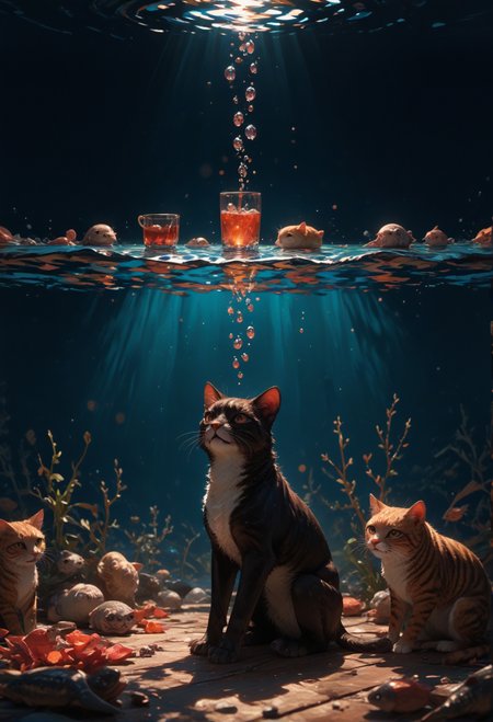 score_9,score_8_up,score_7_up,embedding:zPDXL2, film grain,Cinematic Lighting, Expressiveh,th3rm4l,colorful, , sitting, water, cup, no humans, animal, border, table, cat, alcohol, drinking glass, fish, bubble, underwater, air bubble, surreal<lora:增强\(收藏)\sdxl_lightning_8step_lora.safetensors:1.0:1.0> <lora:增强\(收藏)\Expressive_H-000001.safetensors:0.4:0.4> <lora:增强\(收藏)\Hands XL 4.safetensors:1.0:1.0> <lora:增强\(收藏)\glowneon_xl_v1.safetensors:0.5:0.5> <lora:extremely detailed (no trigger).safetensors:1.0:1.0> <lora:Vixon\(收藏)\Vixon's Pony Styles Thermal.safetensors:0.4:0.4> <lora:增强\(收藏)\sinfully_stylish_SDXL.safetensors:0.4:0.4>
