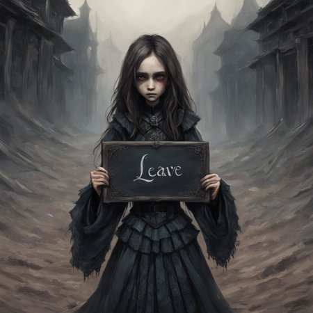 (((Ultra detailed, Megapixel)))
1girl, (((holding out a sign with number "LEAVE"))), by charlie bowater and dan mumford and trevor Brown, hands, terror, gloomy, dark, blank face, no face, wasteland background, no mouth, no eyes, long hair