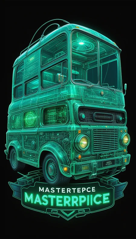 (in ARTIST style:1.4), (masterpiece:1.7), properly positioned, straight, glow emerald neon,
View of van vehicle (science fiction texture, science fiction skin, someplastic, no humans, black background, simple background, english text, emblem, cable, retro, old style, device, wearable item (transparent:2), transparent skin, transparent texture),
(masterpiece:1.8), (highest detailed:1.8), perfectly lighted, (contrast), (saturated), (((sharp focus))),
(hyperdetailed:1.3), (intricate details:1.2), (Refined details:1.3), (best quality:1.5), highly detailed textures, vibrant colors,
(ultra sharp focus:1.8), (detailed skin:1.8), (detailed edges:1.8), (thin lines:1.8), (best quality:1.8),
<lora:Apparatus_-_Traction_City_Walkers_Vehicles:0.7>,