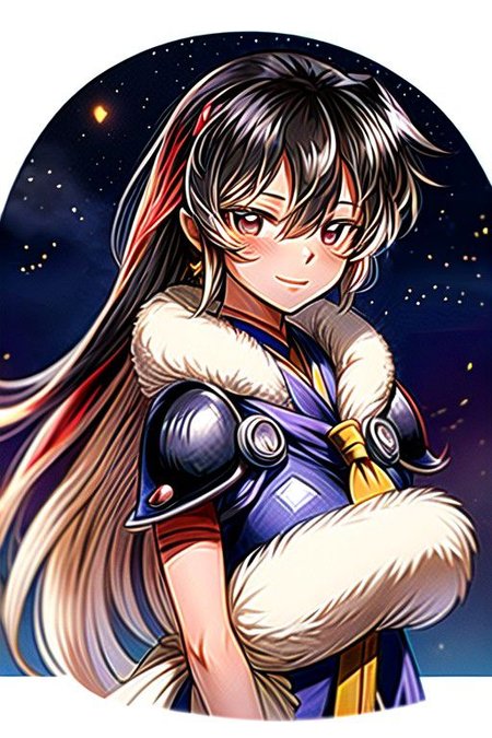 best quality 1girl Setsun4 solo long hair,  (night time) forest background black hair very long hair purple eyes multicolored hair armor, small, (fur trim) (medium body),<lora:EMS-179-EMS:0.800000>,<lora:EMS-293862-EMS:0.800000> bow, hair_bow, hair_tubes, red_bow, brown_hair, long_hair, bangs, ascot, frilled_bow, yellow_ascot, blush, smile, hair_between_eyes, athletic, armor, miko, strengthmda,  Smiling, happy, (helmet), Samurai Helmet