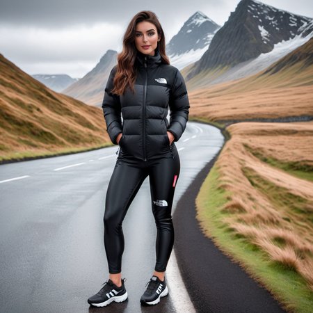 cute irish slim skinny woman wearing a spandex_leggings_jumpsuit and ((long knee length)) black tnf_nuptse jacket, hyperdetailed photography,4k textures,intricate details,4k resolution   car scene
 <lora:pufferdown_tnf_nuptse:0.4> <lora:sdxl_spandex_leggings_v2:0.7>