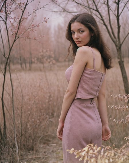 female , (nsfw:0.1) , brown, <lora:lida:0.6>, by Andrei Tarkovsky, peach princes, vintage pink, moderate purplish pink, French pink