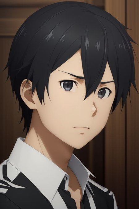 high resolution, solo, best quality, 1Boy, Kazuto Kirigaya, portraits, Black Hair, Black Eyes, brand ambassador, brochure design, OverallDetail