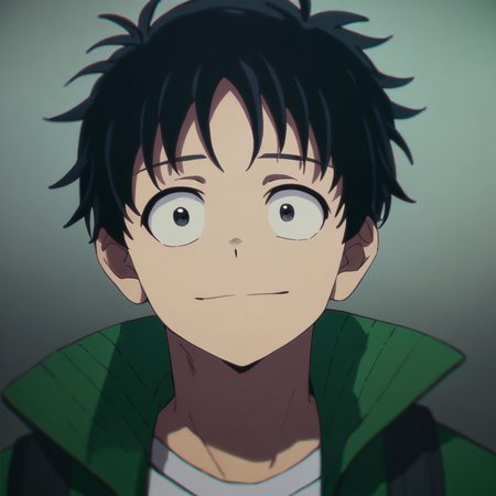 score_9, score_8_up, score_7_up, score_6_up, masterpiece, best quality, ,source_anime,Expressiveh, absurdres,  BREAK, 1boy, Akira, black hair, black eyes, solo male, male focus, light smile, front view, close up, green jacket, white shirt,