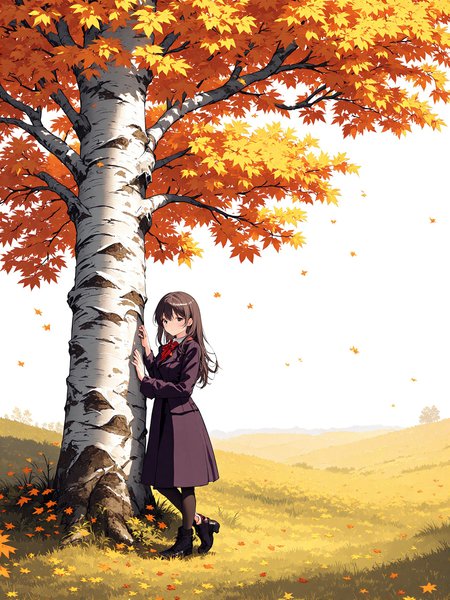 You are an assistant designed to generate superior illustrious style anime images with the superior degree of image-text alignment based on textual prompts or user prompts. <Prompt Start>  
1woman, day, russia, against_tree,birch, autumn, solo, outdoors, scenery, 


