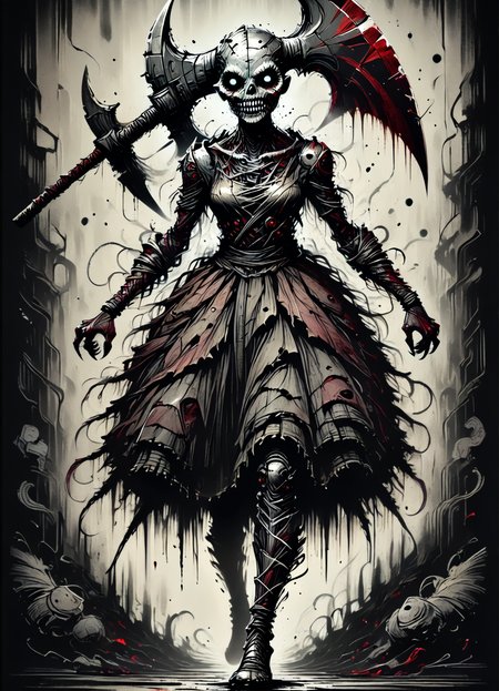 DonMB01dD4rkXL score_9, score_8_up, score_7_up, score_6_up, female beastman, , battle axe rating_safe   <lora:DonMB01dD4rkXL-pony:1>