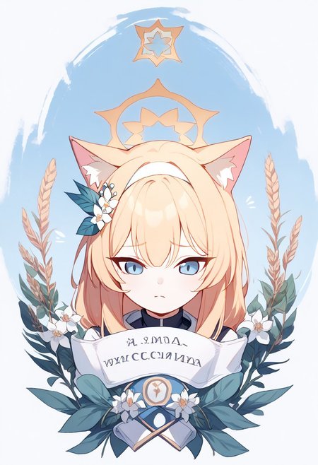 score_9, score_8_up, score_7_up, upper body Mari_(Track)_(Blue_Archive), blue_eyes, l, white_hairband Mari_(Blue_Archive), Mari_(Blue_Archive), easynegative，fox ears,
easynegative, Mari_(Blue_Archive), emblem, russian text