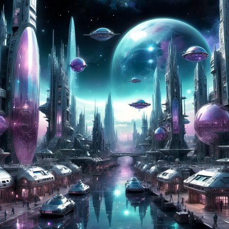((best quality)), ((masterpiece)), ((realistic,digital art)), (hyper detailed),DonMC3l3st14l3xpl0r3rsXL City, tech, scifi, futuristic , 8K, HDR,  <lora:DonMC3l3st14l3xpl0r3rsXL-000007:1>