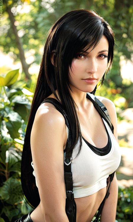 score_9, score_8_up, score_7_up, BREAK, zy_tifa, 1girl, black hair, long hair, realistic, costume, nature, photo, portrait, real hair, detailed skin, highly detailed, detailed skin, depth of field, film grain, <lora:zy_Tifa_PonyRealism_v1:.7>