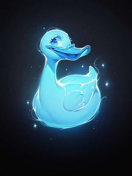 score_9, score_8_up, score_7_up, score_6_up, score_5_up,  <lora:p4tr0nusXLP:1> p4tr0nus, no humans, glowing, black background, blue theme, duck