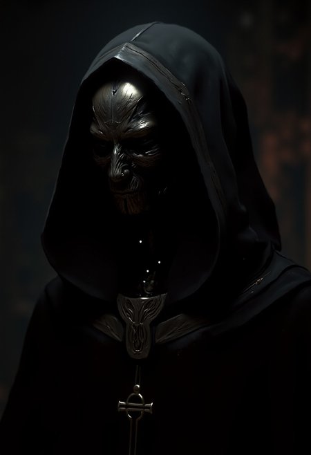 cybernetic egyptian robot priest, dark fantasy, grim, robes, dark backgrou8ndm, dark egyptian temple, scifi temple, ankh symbol, intricate, elegant, light cape, artstation, concept art, smooth, sharp focus, illustration, style of Ilya Kuvshinov, RPG_portrait, android, AI, machine, metal, wires, tech, futuristic, dimly lit, low light,
BREAK
golden ratio, highly detailed, digital painting, octane render, realism pushed to extreme, fine texture, incredibly lifelike, masterpiece, sharp focus,