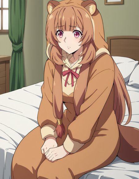 score_9, score_8_up, score_7_up, source_anime, <lora:raphtalia-s3-ponyxl-lora-nochekaiser:1>, raphtalia, long hair, bangs, brown hair, animal ears, raccoon ears, raccoon tail, raccoon girl, pink eyes, medium breasts,, <lora:kigurumi-ponyxl-lora-nochekaiser:1>, kigurumi, animal hood, animal costume, cosplay, rabbit costume, dragon costume, bear costume, dinosaur costume, sheep costume, cat costume, dog costume, panda costume, tiger costume,, indoors, bed, bed room, sitting, , dutch angle, cowboy shot