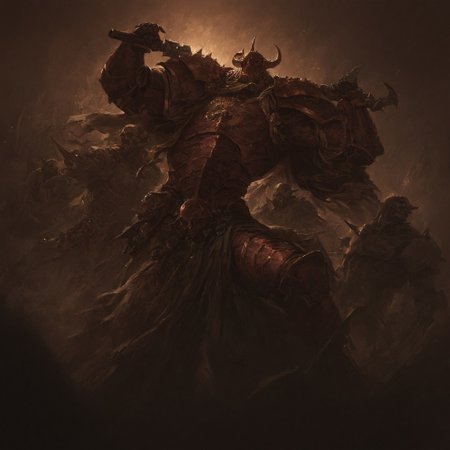  serious, stunning, magnificent, HD, photorealistic, dramatic lighting, intricate details, beautiful patterns, legendary, powerful, cinematic, trending on ArtStation, w4rh4mm3r style oil painting, grimdark, aiai-G&A, warhammer chaos, Chaos Space Marines, flesh and power armour of Chaos Space Marine, warps and twists, dark and inhuman forms, sprouting spines or bony ridges, covered in a layer of scales, fused with their armour, 
 almost part demon engine, warhammer 40k, spikes, helmet with horns, full view of body, from above
<lora:Astartes:0.8> <lora:Bad_Hands_lora:0.8> <lora:Chainsword_-_Warhammer_40000_SDXL:0.4> <lora:add-detail-xl:1> <lora:sinfully_stylish_SDKL:1> <lora:Expressive_H:1>