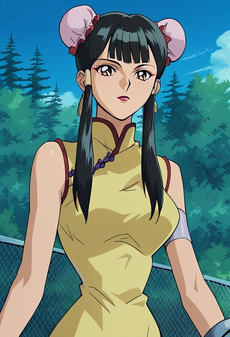 Ultra High Definition, Impeccable Detail, Premier Quality, Best-in-class, Top quality, score_9, score_8_up, score_7_up, score_6_up, score_5_up, score_4_up, (perfect anatomy), score_9, score_8_up, source_anime, rating_explicit, solo, outdoors, forest, trees, sky, day, clouds
YGOVivianWong, 1girl,  long hair, black hair, hair bun, double bun, bun cover, hair tubes,  bangs, sidelocks, makeup, lipstick, brown eyes,  jewelry, earrings, dress, china dress, chinese clothes, bracelet,