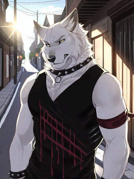<lora:HarukiIL4:0.8>, haruki, yellow eyes, upper body, edgy outfit, looking at viewer, annoyed, street, sunlight, 
BREAK masterpiece, best quality, amazing quality, very aesthetic,highres, absurdres, detailed background,