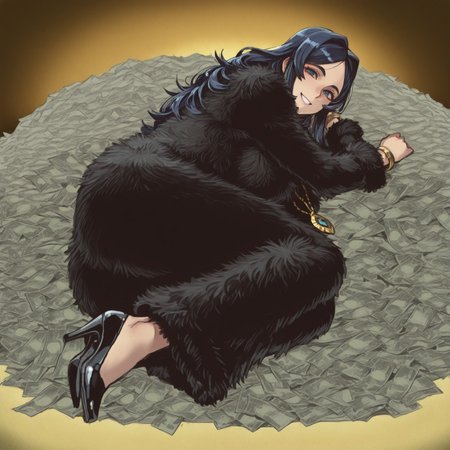 nhl-001, mossa-40k, detailed, sketch, masterpiece, best quality, amazing quality, very aesthetic, solo focus, 

1girl, blue eyes, mature female, long hair, dynamic pose, detailed backgound, Cinematic lighting, dynamic pose, diamond necklaces,golden bracelets, jewelry, lying on side, on pile of green cash, piles of jewels, dollar bills, money, falling money, cashmoney, very rich, black fur stole, fur coat,, black fur coat, full body, black high heels, money background, lying on money, fit body, smiling, happy, rich