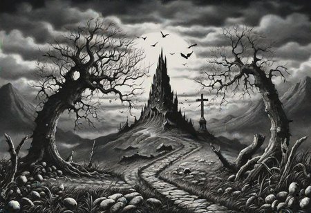 Black Metal Easter Party Egg hunt,
surrealistic epic masterpiece