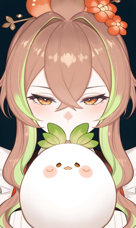 masterpiece,best quality,absurdres,very aesthetic,very awa,highres,newest,year 2024,year 2023,<lora:xmc_v0.3_noobai_cwhj_946906:0.8>,<lora:illustrious_best_quality_v1_1021798:0.8>,<lora:add-detail-xl:0.9>,<lora:Periru_Vtuber_1503428:1>,PeriruILXL,virtual youtuber,multicolored hair,brown hair,green hair,hair ornament,brown eyes,hair between eyes,