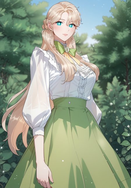 zPDXL3, score_9_up, score_8_up, score_7_up, (Anime_source),Masterpiece,(perfect female body:1.2), small waist,(incredibly detailed:1.4), slim, beautiful fingers, beautiful white skin, Beautiful clear skin, perky breasts, looking at viewer, ass, perfect ass, (large breasts:1.3)  <lora:Erin_de_Brisia_-_A_Divorced_Evil_Lady_Bakes_Cakes-Kaleid_PONY_r1:1> erindebrisia, 1girl, blonde hair, aqua eyes, very long hair, bright pupils, skirt, shirt, ribbon