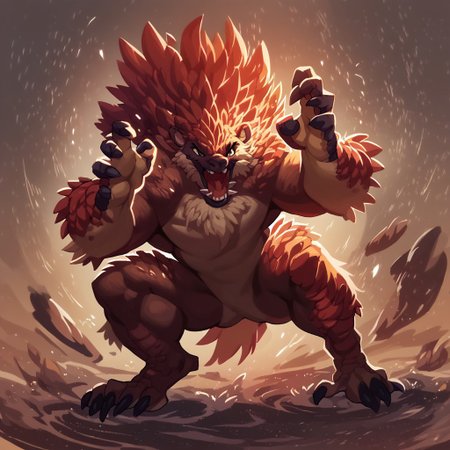 score_9, score_8_up, score_7_up, score_6_u  A massive pangolin antrophomorfic,  performing extreme jump,  herooic pose