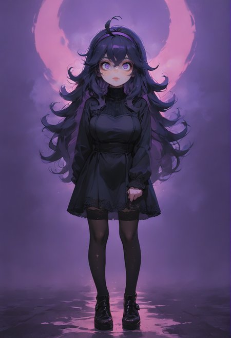 1girl, hex maniac (pokemon),purple hairband, black thighhighs, long hair,purple eyes, messy hair, @ @,  looking at viewer,
black dress,large breasts, lace, gothic style,cowboy shot,leather shoes, black suspenders,
<lora:sdxl_lightning_8step_lora:1>
score_9, score_8_up, score_7_up,score_6_up,
masterpiece, best Quality,source_anime,
dispersion effect,steam, sweat skin, vivid colours,
<lora:P0p4rtXLP:1> p0p4rt ,colorful,