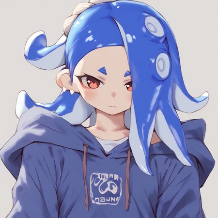 <lora:Artist_Style_jonsun_Request:1> jonsunstyle,  <lora:shiver:0.8> shiversdxl, blue hair, tentacle hair, red eyes