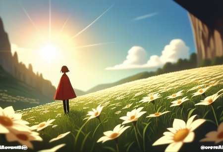 score_9, score_8_up, score_7_up, (masterpiece, best quality, ultra detailed, cohesive), Valley with Purple, Red and White flowers, Sky above with a single Pale Rainbow, highly detailed, rays of sunlight, small wispy clouds, extremely detailed, ultra-detailed, ultrarealistic, hyperrealism, photorealistic, Film Grain, Depth of Field, Lens Flare