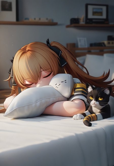 score_9, score_8_up, score_7_up, source_anime, detailed eyes, detailed skin, anime coloring, BREAK 
<lora:lenna.pony:1.0>,
lenna, 1woman, adult, mature, def, bedroom, bed, in bed, sleeping, cat, cuddlig with cat, eyes closed, open mouth, saliva,