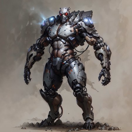 concept art , <lora:cyberdead:.75> robotic body  cyberdead, with robotic head , ,