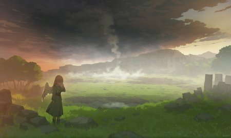 masterpiece, best quality,
1girl,   
solo, Angel, cry, pain, Tears, Post-war ruins, green grassland, rising sun, Dark Cloud, Palestine, post and rock, forest, outdoors, river, smoke, tree, sky, lake, nature, scenery, ocean
 <lora:potgXLlokr4f-000143:0.6> <lora:åºæ°´XLlokr8f-000186:0.6>