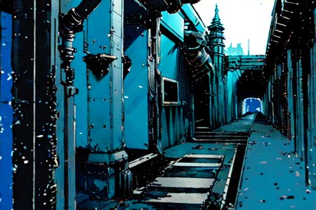 highly insanely detailed, masterpiece, top quality, best quality, highres, 4k, 8k, RAW photo, (very aesthetic, beautiful and aesthetic),  
tsutomu nihei,nihei_tsutomu,blame!,blame gakuen!,abara,TNstyle,sidonia_no_kishi,(mausoleum,tower,hangar,space,spacecraft,megastructure in background,stairs,tunnel,city ruins,sidonia \(ship\)),walkway,concrete walls,metal walls,dome,clouds,wire,lantern,drainpipe,toha heavy industries,cables,tubes,industrial pipes,star \(sky\),starry sky,light particles,tentacles,bones,foggy,steam,smoke,dark sky,black sky,ventilation fan,ventilation shaft,bridge,fence,gauna,gauna mech,air conditioner,machinery,buildings,science fiction,futuristic,open space, 
<lora:blamev2:0.8>, 
(1girl:1.3), 
solo focus, 
(pure blue background,transparent background:1.2),âââ