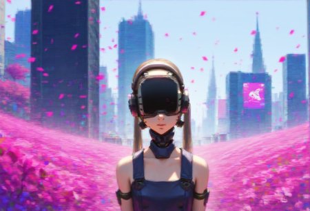 (score_9, score_8_up, score_7_up), anime, multiple_girls, postcard, cyborg, sanakan, twintails, human face, porcelain_face, vr_headset covering eyes, alternate costume, futuristic, pinafore_dress, outdoors, neoclassical palace, lilly garden, surrounded by blooming flowers, ultra-detailed, smooth_texture, glossy_texture, intricate_details, foreground, background, middle_ground, [layered_composition], closeup, ar-glitch, glitch, tmnh <lora:Glitch:1> <lora:Tsutomu_Nihei_Blame_Style:1>
