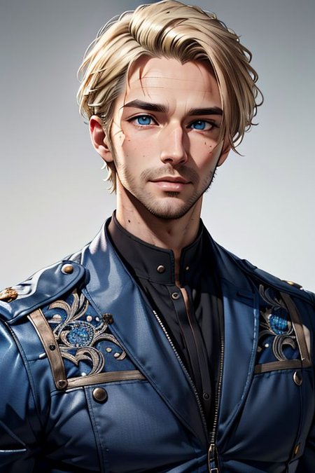 Master piece, highest quality, highest possible OverallDetail, semirealistic,  blue eyes,
Create an elder of a cultivator sect.
The character looks like he is in his late twenties or early thirties. He is handsome.
He has blond kempt short hair. 
His eyes are blue. Detailed face.