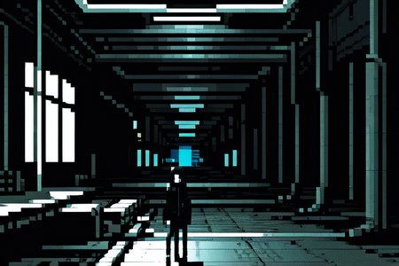 highly insanely detailed, masterpiece, top quality, best quality, highres, 4k, 8k, RAW photo, (very aesthetic, beautiful and aesthetic),  
tsutomu nihei,nihei_tsutomu,blame!,blame gakuen!,abara,TNstyle,sidonia_no_kishi,(sidonia \(ship\),tunnel,stairs,space,spacecraft,lab,giant room,deep horizon,hangar,megastructure in background),dome,air conditioner,fence,wire,light particles,bridge,ventilation fan,ventilation shaft,gauna,gauna mech,cables,tubes,industrial pipes,drainpipe,machinery,buildings,science fiction,flock,futuristic, 
<lora:blameLora_v10:0.5>, 
(1girl:1.3), 
solo focus, 
rainy,sage background,âââ
