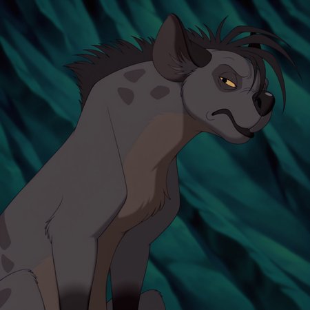 8k, uncensored, masterpiece, best quality, highly detailed, realistic, 1girl, solo, ShenziTLK, furry, feral, hyena, black hair, short hair, back mane, dark-grey inner ear fluff, yellow sclera, black eyes, black nose, dark-grey body, dark-grey fur, dark-brown body, dark-brown fur, two tone body, two tone fur, dark-grey spots, short tail, black tail, (closed mouth), frown, tired, (looking at viewer, africa, side view, detailed background, upper body, narrowed eyes, low-angle view, sitting, cliff edge, green cave, dark, dutch angle, (dark-grey mouth, dark-grey face), close-up