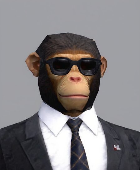 monkey in a suit, low poly, playstation 1 still