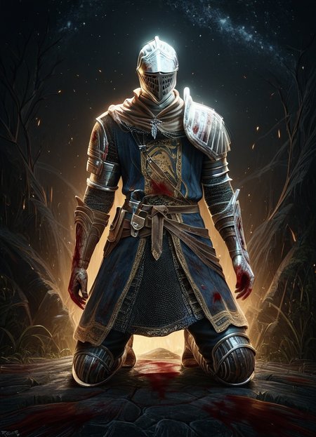 elite_knight dark souls knight, score_9, score_8_up, score_7_up, score_6_up, score_5_up, score_4_up, kneeling looking_up male solo armor helmet boots, (blood wounded:1.25), night starry_sky dramatic_lighting dungeon stone_wall river embers, <lora:Elite_Knight_Set__Dark_Souls__PonyXL:0.9> <lora:Wisps_of_Light_Pony:0.7> mad-wsps