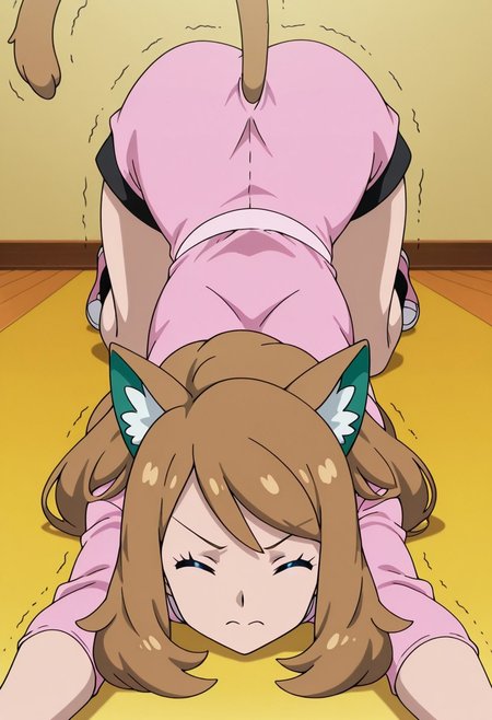 Cat_Stretch,serena(pokemon),,masterpiece,best quality,anime screencap