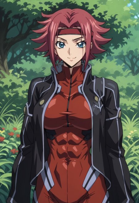 score_9, score_8_up, score_7_up, score_6_up, BREAK, 
1girl, solo, red hair, short hair, blue eyes, large breasts, Black jacket, red headband, body suit, pilot suit,
torso, beautiful face, (revealing clothes), (tight outfit: 1.3), tall girl, sexy smile, abs, very fit, muscles, toned, huge breasts, slut, whore, round breasts, breasts together,