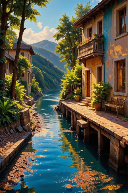 (canal) British Virgin Islander beautiful landscape,  evening, woman, intricate, very detailed, sharp, colorful, multilayer painting, <lora:Hand v2:1> <lora:Anti-Blur:1> <lora:Insane Detail Slider:0.5>   <lora:Flux.1_Turbo_Detailer:0.6> <lora:flux-photo-transparent_Alpha_1.0:0.8> <lora:flux.1_lora_flyway_Epic-detail_v2:0.6> <lora:Painterly01b_CE_FLUX_AIT:1> pntrlyCE_style, <lora:VividlySurreal:0.8>