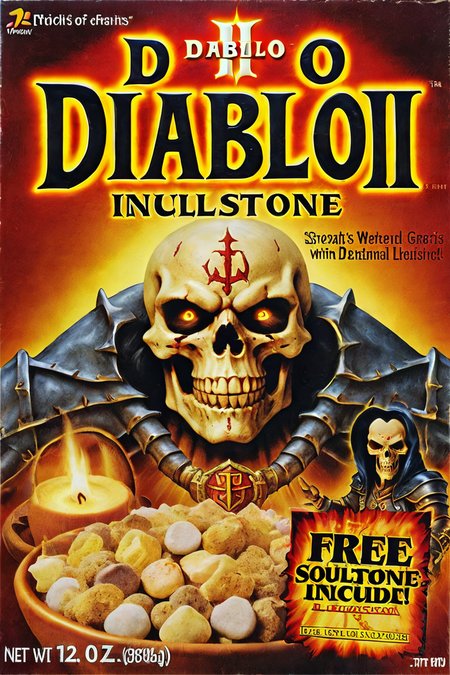 diablo ii <lora:style_xl.cereal_box_sdxl_v1:1>  free soulstone included