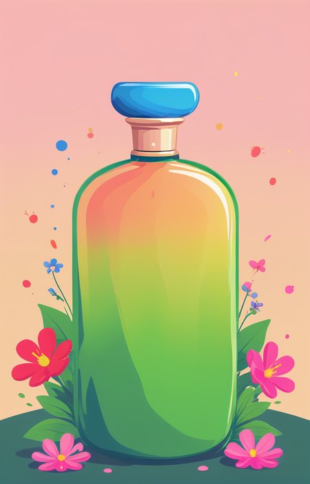 masterpiece,best quality,<lora:tbh20-sdxl:0.9>,illustration, A bottle of perfume in garden